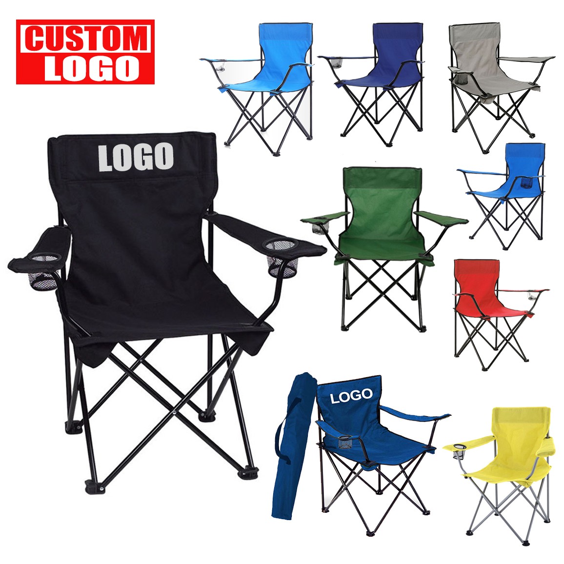 Custom Design Logo Printed Outdoor Beach Chair Portable Backpack Chair Fishing Hiking Folding Foldable Camping Chair