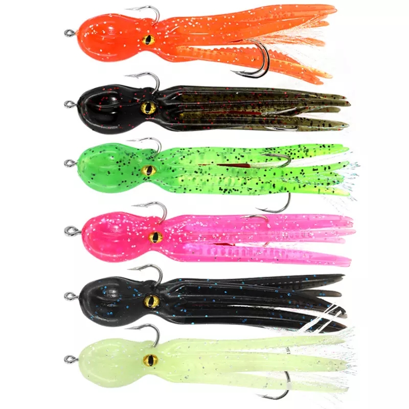 Luminous Squid Skirt Double Hooks Soft Lure Pesca 11cm/22g Sea Fishing Lure Inchiku Octopus Glow Rubber Artificial Bait