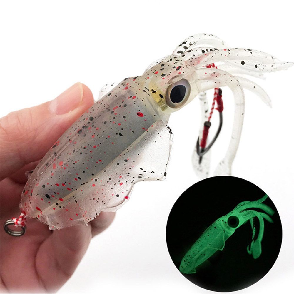 150mm/60g Luminous Soft Silicone Swim Glow Artificial long tail Saltwater Octopus Bait hook Fishing Tackle Squid Skirt Lure