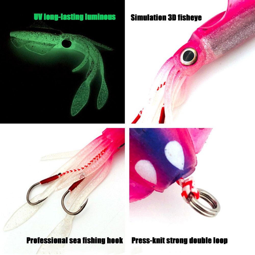 150mm/60g Luminous Soft Silicone Swim Glow Artificial long tail Saltwater Octopus Bait hook Fishing Tackle Squid Skirt Lure