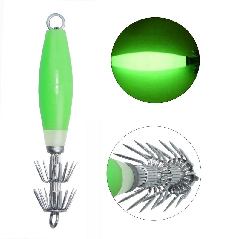  Luminous Squid Jigs Fishing Lure Hook 10.5cm 15g Octopus Cuttlefish Artificial Hard Bait Dual-layer Sharp Hooks 