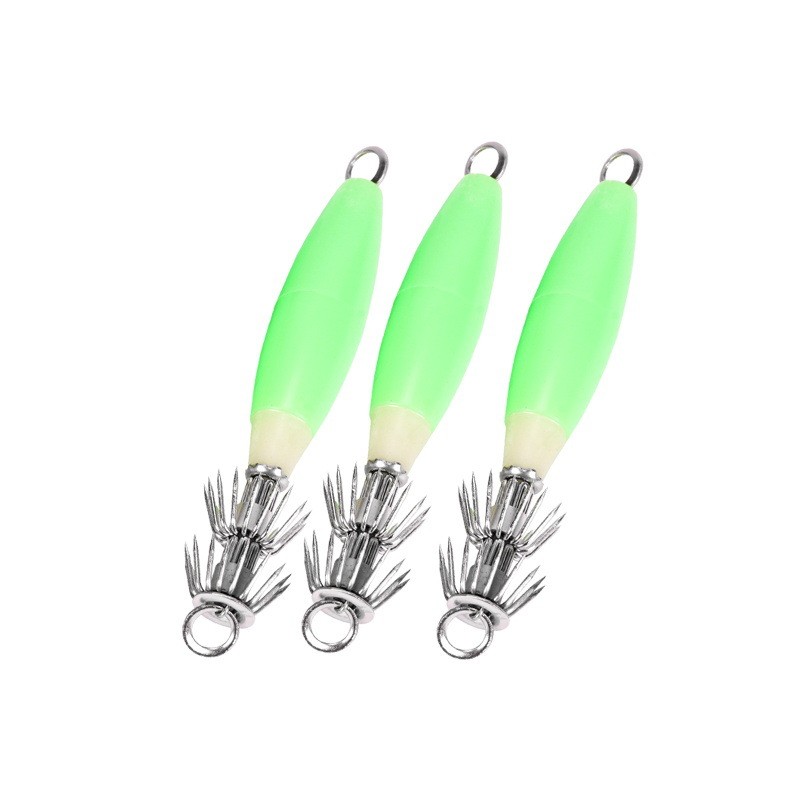  Luminous Squid Jigs Fishing Lure Hook 10.5cm 15g Octopus Cuttlefish Artificial Hard Bait Dual-layer Sharp Hooks 