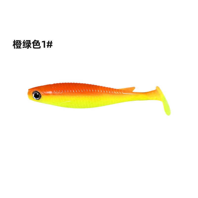 Fishinglure soft bait Soft worm bait Fresh water Luya two-color T-tail lead head hook hook mouth Mandarin fish perch soft bait wholesale