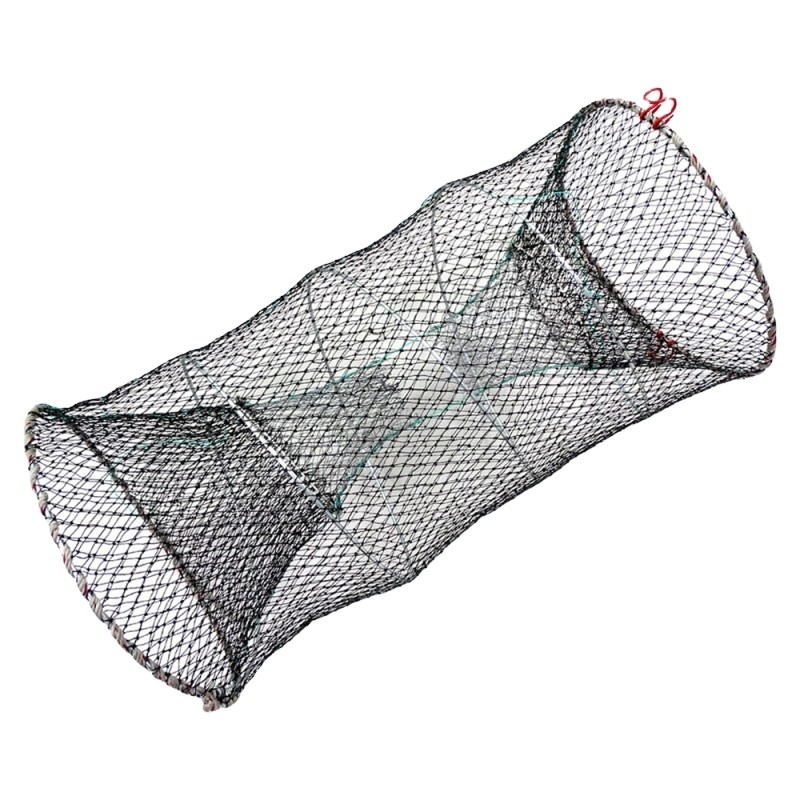 Galvanized Spring Fishing Cage Black PE Mesh Netting Fishing Trap Commercial Lobster Crab Fish Cage Trap