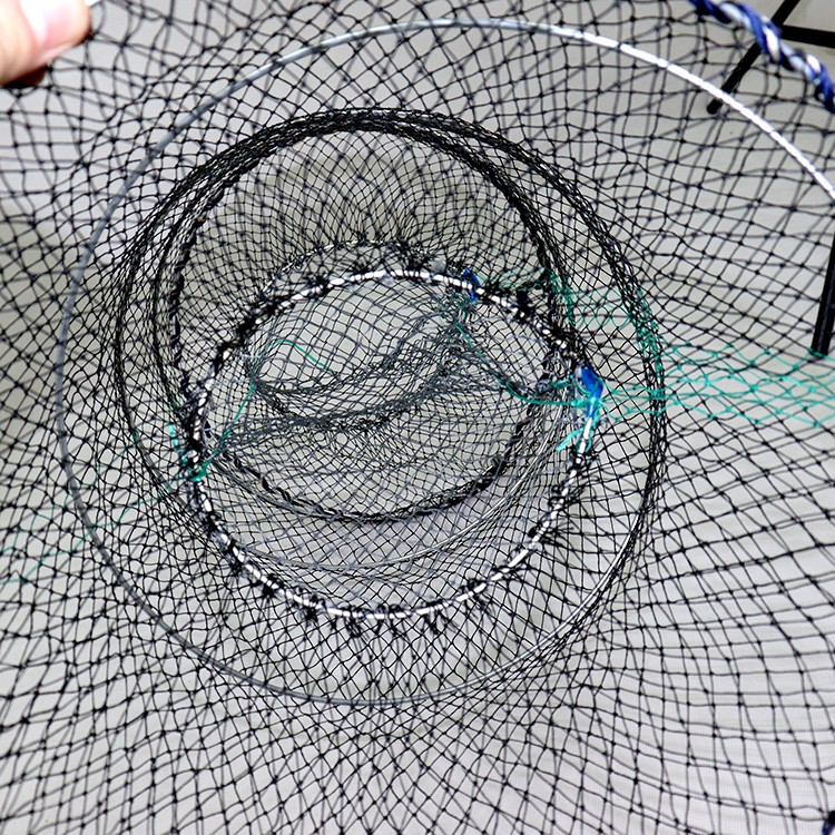 Galvanized Spring Fishing Cage Black PE Mesh Netting Fishing Trap Commercial Lobster Crab Fish Cage Trap