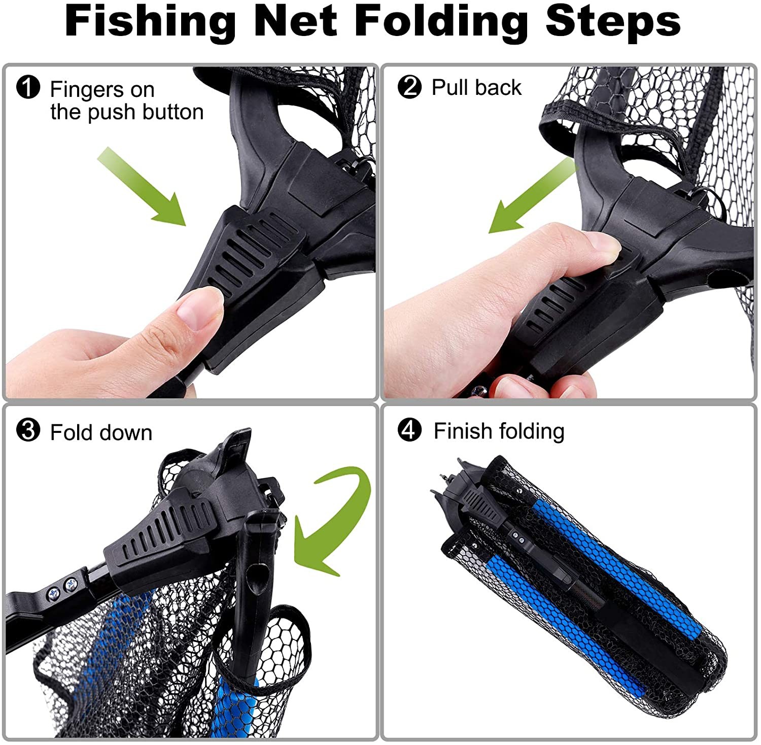 Rubber Coated Freshwater or Saltwater Floating Fishing Nets red de pesca Foldable Telescopic Fly Fishing Carp Koi Landing Net