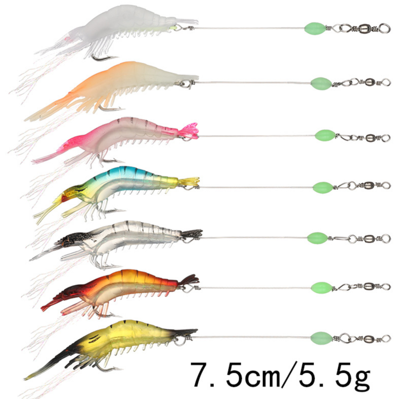 Soft Bait fake shrimp with hook shrimp 7.5cm/5.5g bait bionic bait simulation soft bait Soft shrimp luminous beak