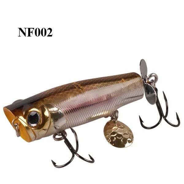 Wholesale 7cm 12.2g Top Water Popper Fishing Lure Artificial Bait Rotating Tail Fishing Tackle Peche VMC Hooks