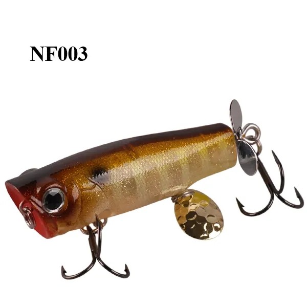 Wholesale 7cm 12.2g Top Water Popper Fishing Lure Artificial Bait Rotating Tail Fishing Tackle Peche VMC Hooks