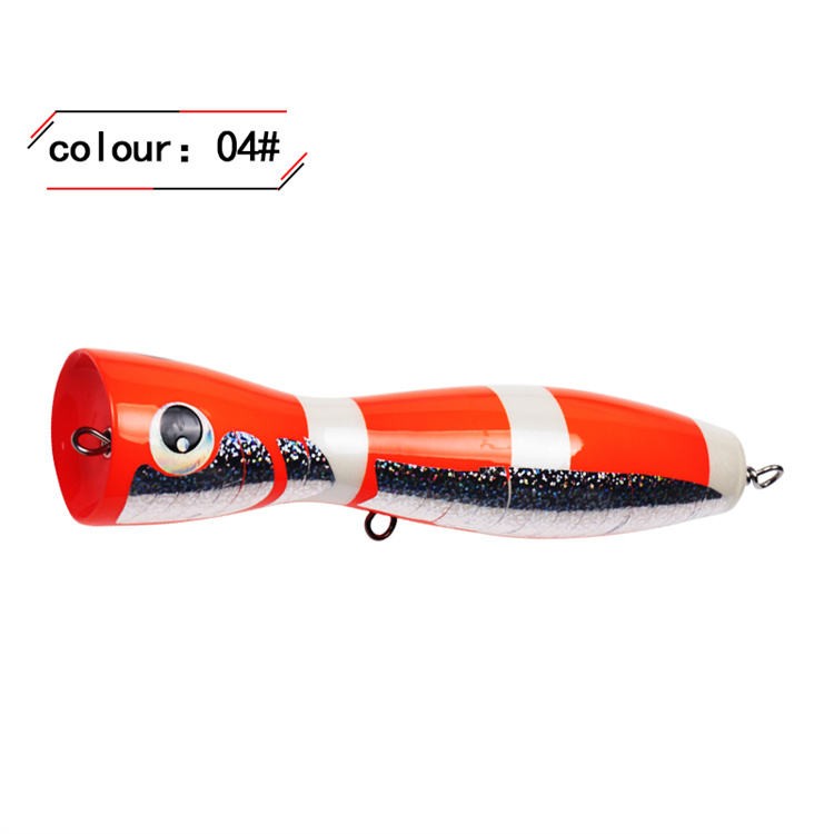 Wholesale Big Fishing Lure Wood Popper 200mm Popper Lure Fishing Popper 120g Salt Water Trolling Lures