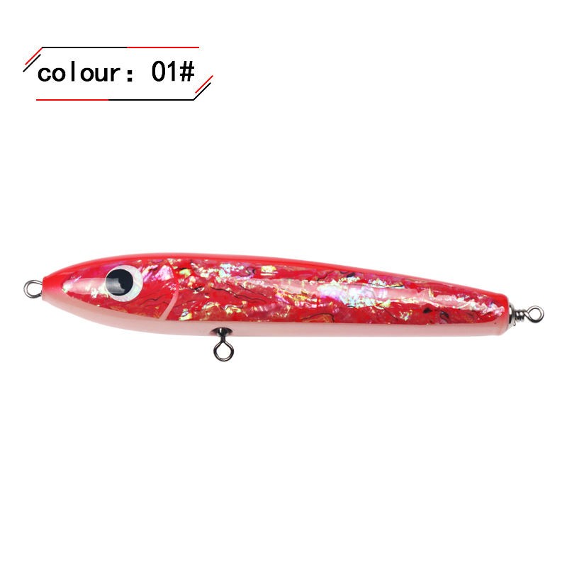 Wood Lure Around 1PSC 90g 120g 140g Abalone Shell Stick Baits Collection Model Topwater Wooden GT Popper Tuna Trolling Lure