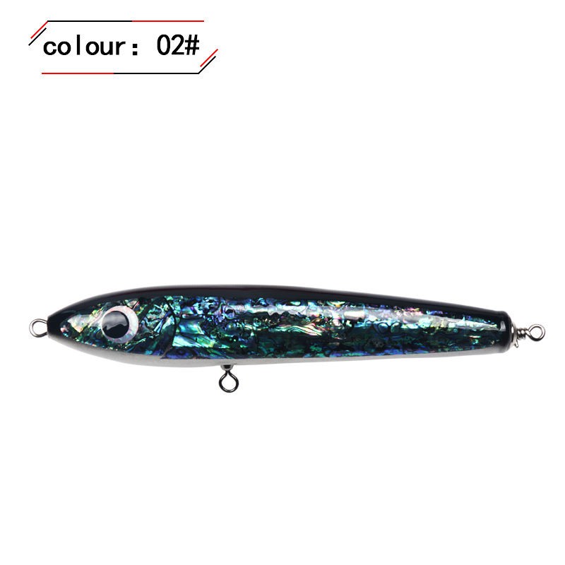 Wood Lure Around 1PSC 90g 120g 140g Abalone Shell Stick Baits Collection Model Topwater Wooden GT Popper Tuna Trolling Lure